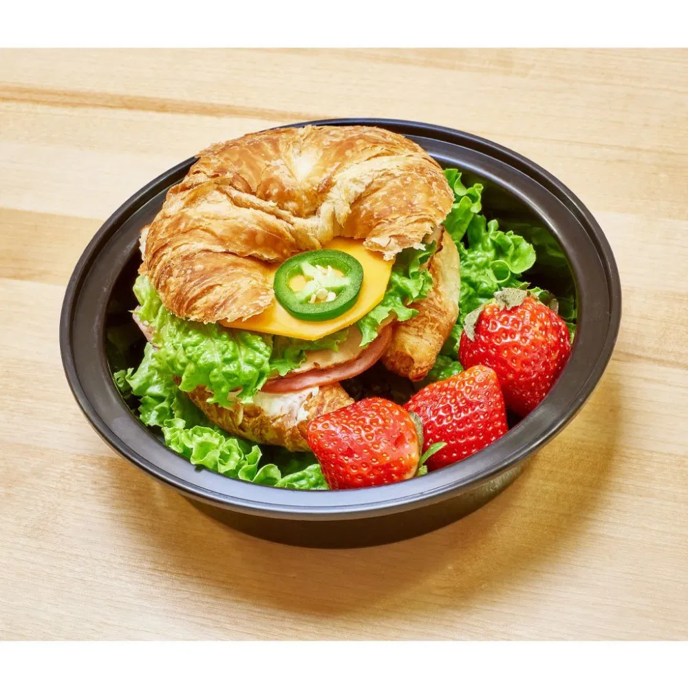 1-Compartment Meal Prep Containers Plastic Food Containers with Lids Outdoor Portable Bento Lunch Box, Round Lunch Box
