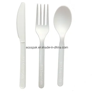 100% Degradable Compostable PLA Kitchenware Tablewares Plastic Cutlery Biodegradable Fork