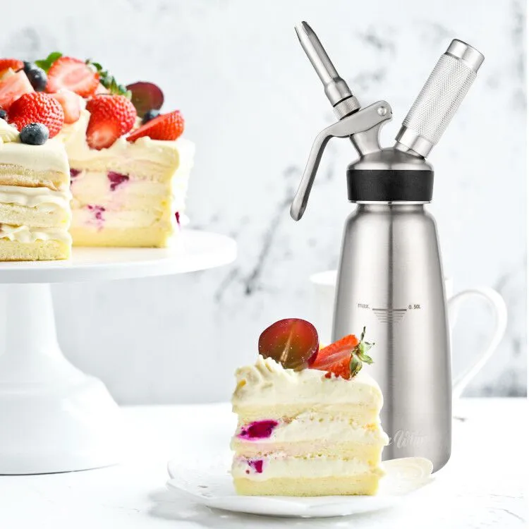 1000ml Cream Whipper with 4 Metal Nozzels 304 Stainless Steel Seamless Canister