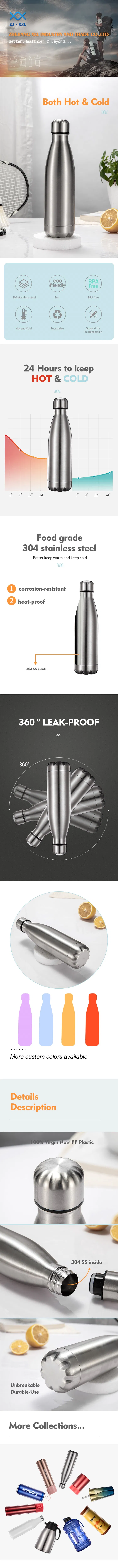 1000ml Double Wall Insulated Stainless Steel Cola Shape Sport Water Bottle Vacuum Flask