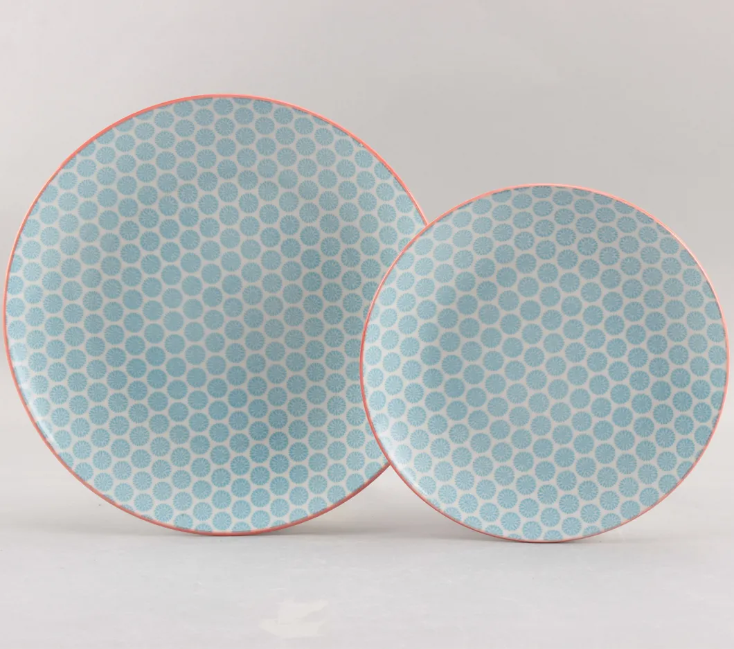 12PCS High Quality Porcelain Dinner Set with Flower Pad Printing
