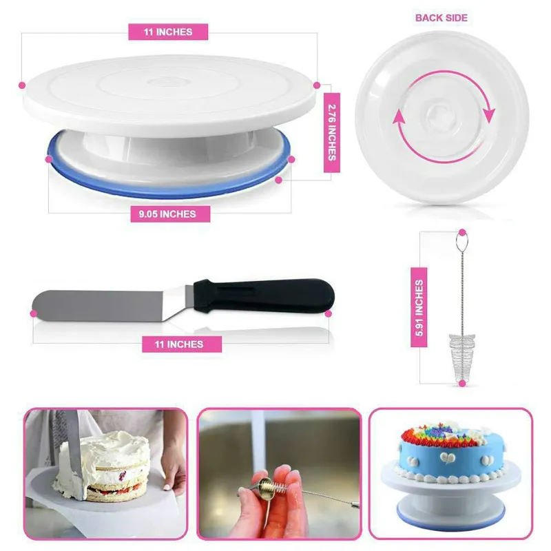 164PC Cake Decorating Tools Kitchen Supplies Banquets Pastry Tube Practical Multi Function Turntable Cake Turntable Set Baking Decoration Tool Set