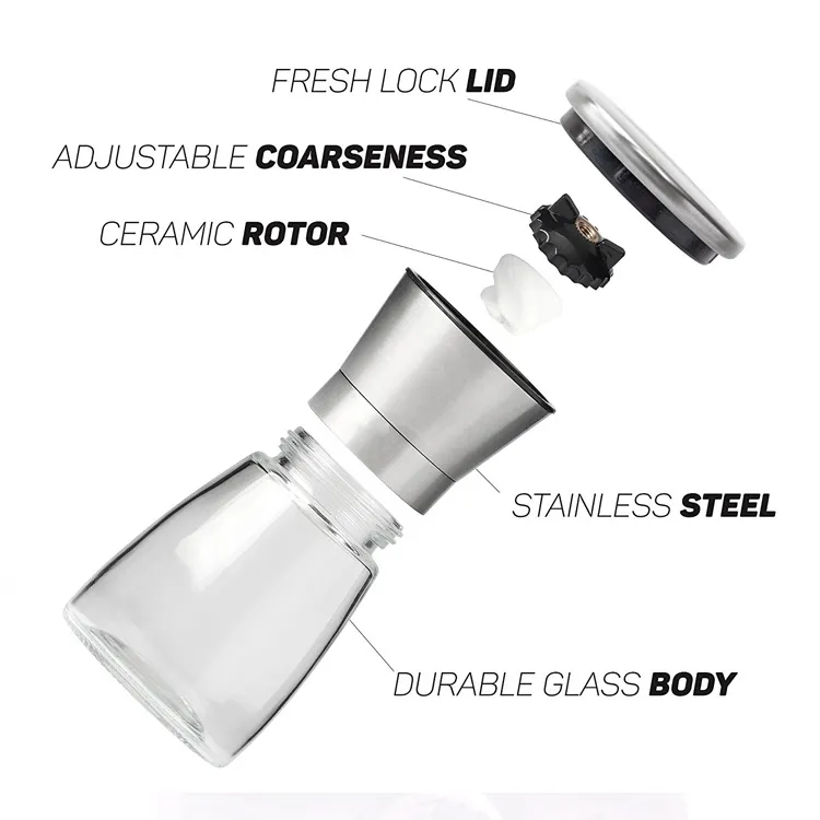 170ml Empty Glass Condiment Spice Salt Pepper Shakers Bottle