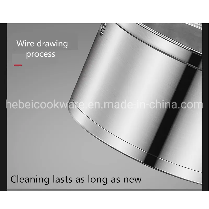 304 Stainless Steel Reinforced Double Ear Right Angle Soup Pot Cookware