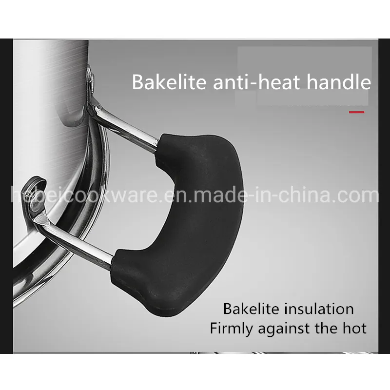 304 Stainless Steel Reinforced Double Ear Right Angle Soup Pot Cookware