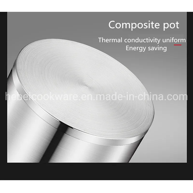 304 Stainless Steel Reinforced Double Ear Right Angle Soup Pot Cookware