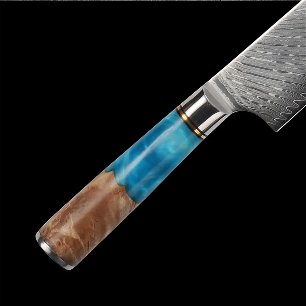 8 Inch Chef Knife with Blue Resin Wood Handle