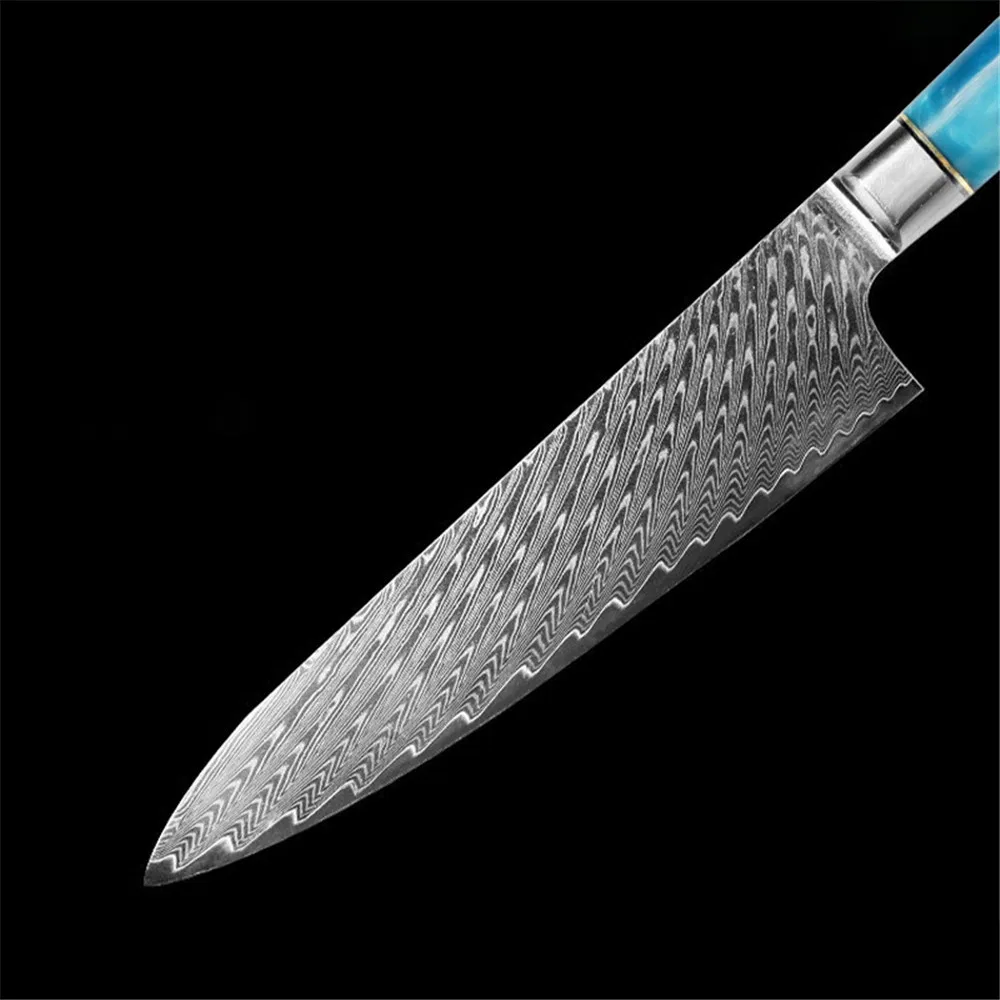 8 Inch Chef Knife with Blue Resin Wood Handle