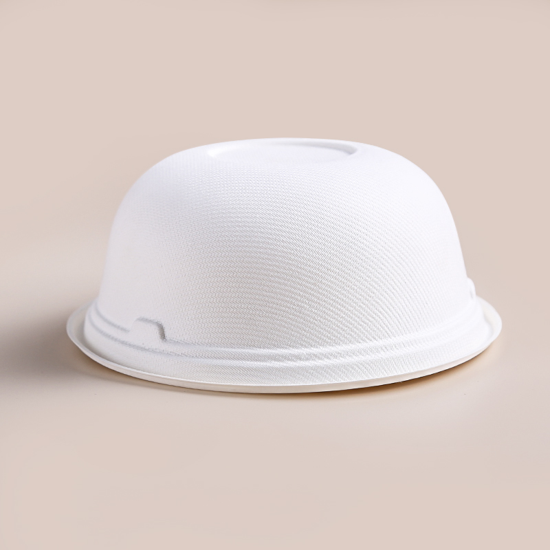 850ml White Color Bagasse Salad Bowl with Lid for Take Away