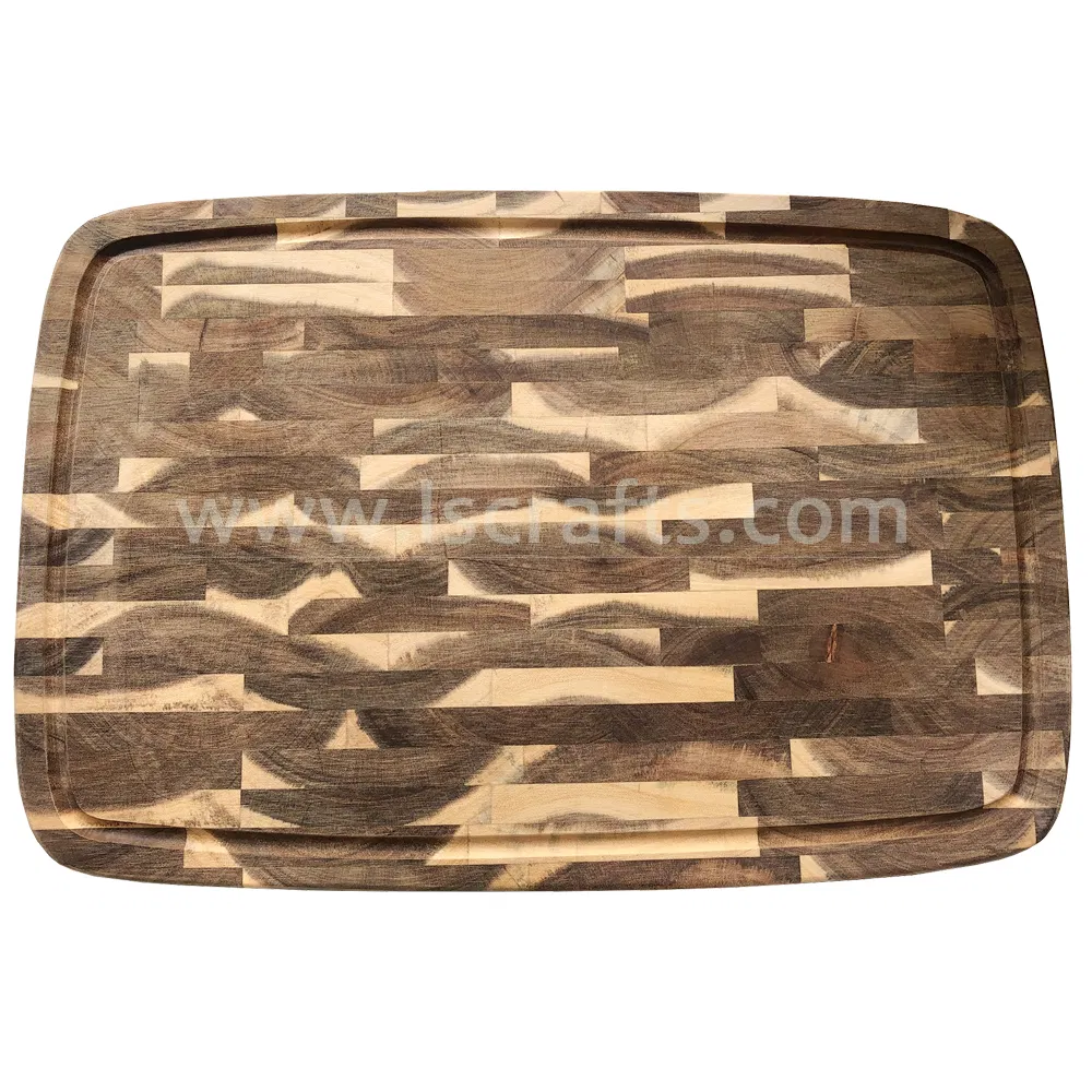 Acacia Wooden End Grain Cutting Board Butcher Block with Groove