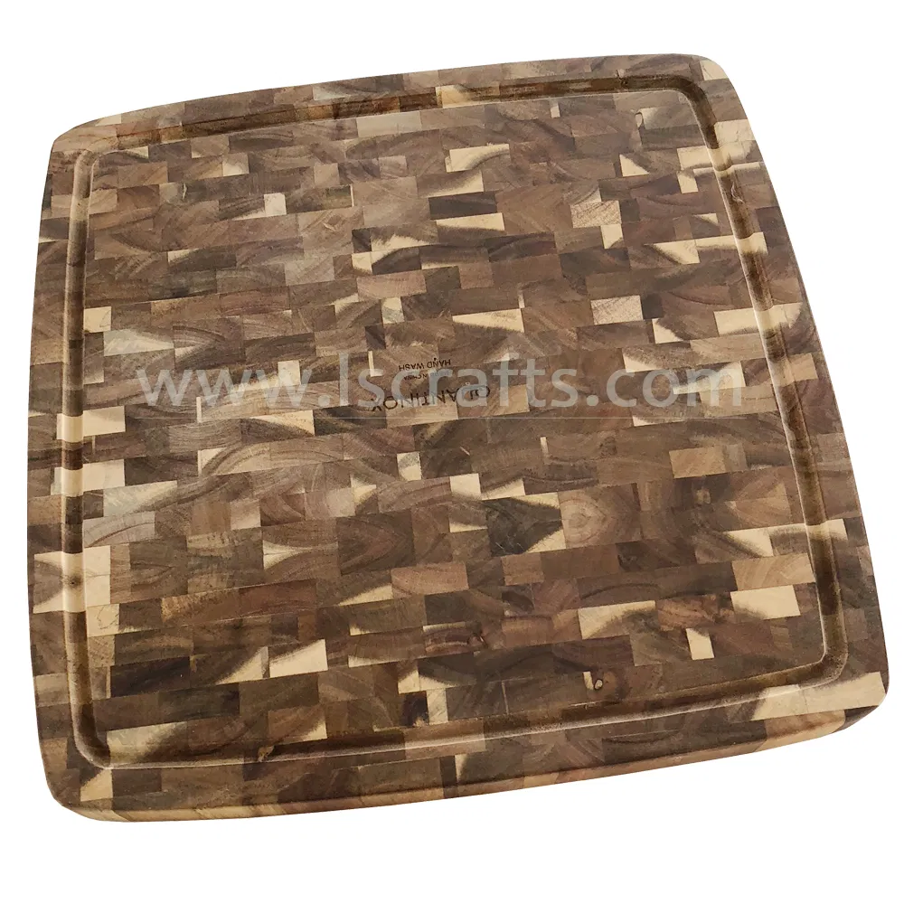 Acacia Wooden End Grain Cutting Board Butcher Block with Groove