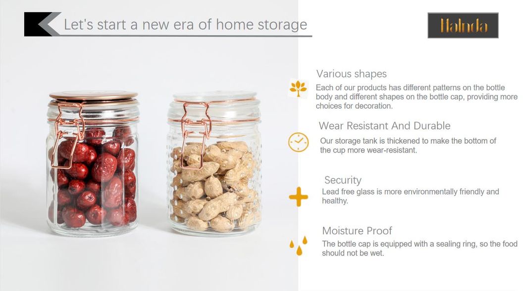 Airtight Glass Canister Set Food Storage Jar Square - Storage Container with Clear Preserving Seal Wire Clip Fastening for Kitchen Canning