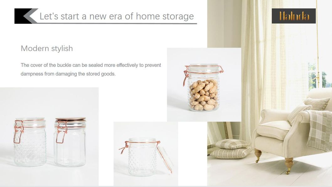 Airtight Glass Canister Set Food Storage Jar Square - Storage Container with Clear Preserving Seal Wire Clip Fastening for Kitchen Canning