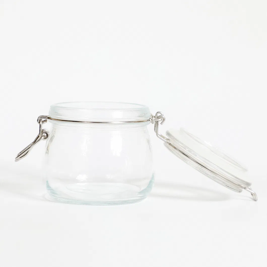 Airtight Glass Canister Set of 3 with Lid, Food Storage Jar Square Storage Container with Clear Preserving Seal Wire Clip Fastening for Kitchen Canning