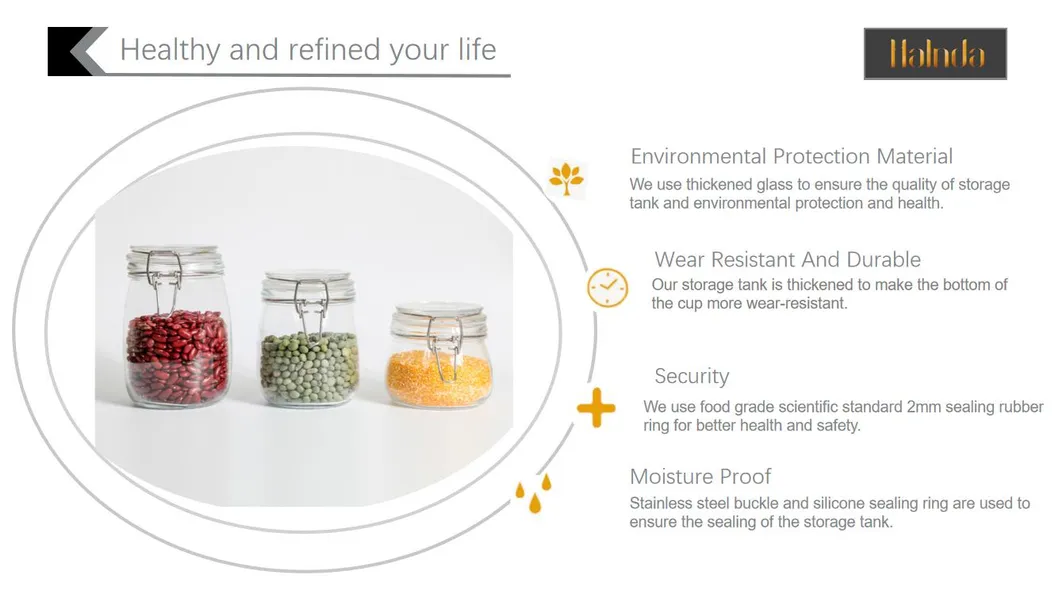 Airtight Glass Canister Set with Lids Food Storage Jar Storage Container with Clear Preserving Seal Wire Clip