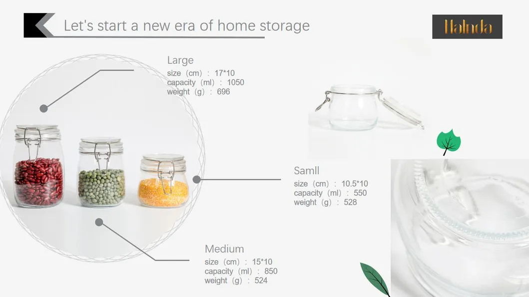 Airtight Glass Canister Set with Lids Food Storage Jar Storage Container with Clear Preserving Seal Wire Clip