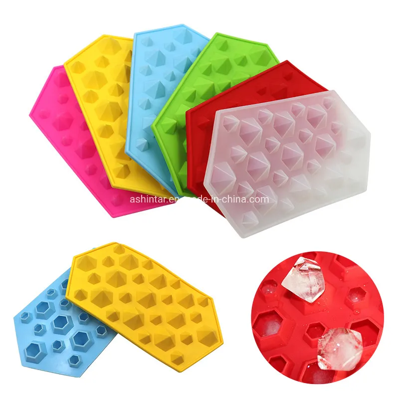 Approved Durable Diamond Shaped 27 Cavities Food Grade Silicone Ice Cube Tray