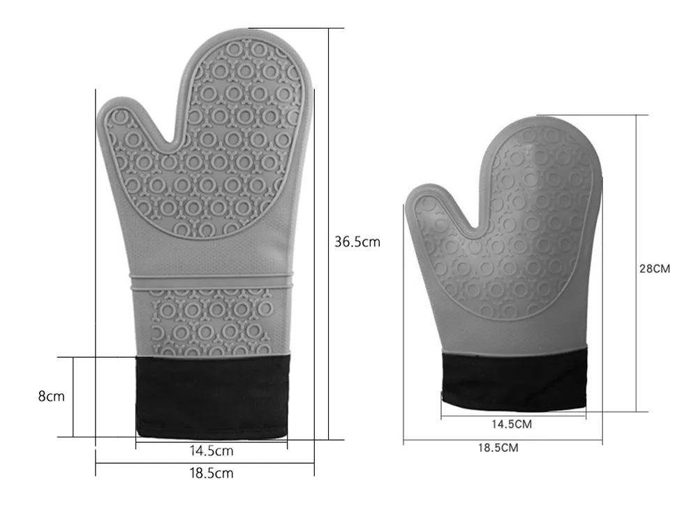 Baking Kitchen Cooking BBQ Grilling Heat Resistant Microwave Silicone Oven Gloves Mitt