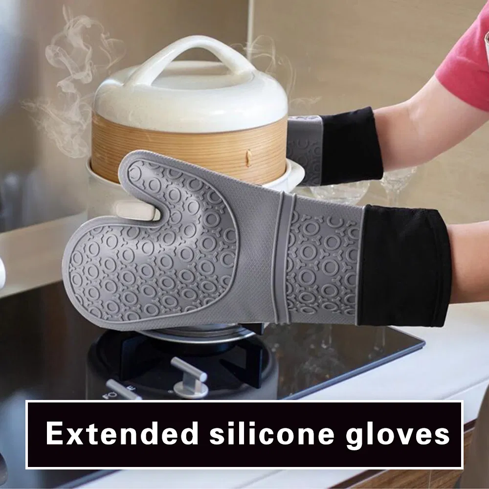 Baking Kitchen Cooking BBQ Grilling Heat Resistant Microwave Silicone Oven Gloves Mitt
