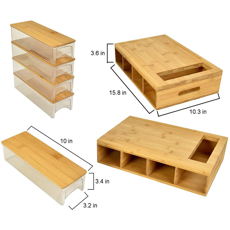 Bamboo Cutting Board Multi-Functional Chopping Board Comes with 4 Slicers and 4 Drawers with Trays and Lids