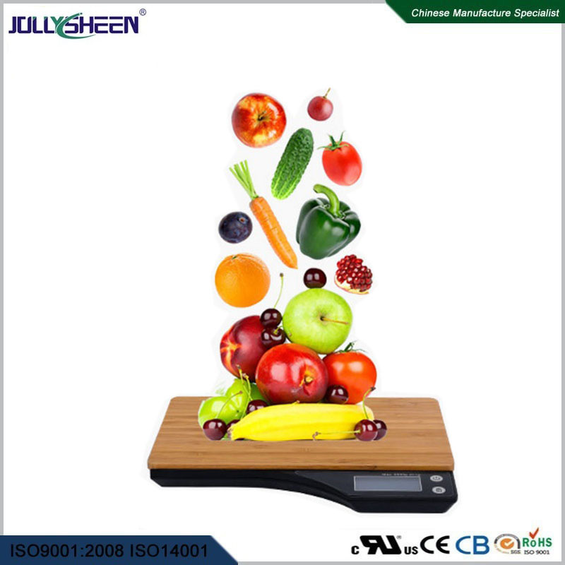 Bamboo Scale Pan Economical Electronic Kitchen Scale Digital Kitchen Scale and High Presicion Sensors, Complaint for Ce, RoHS, FCC