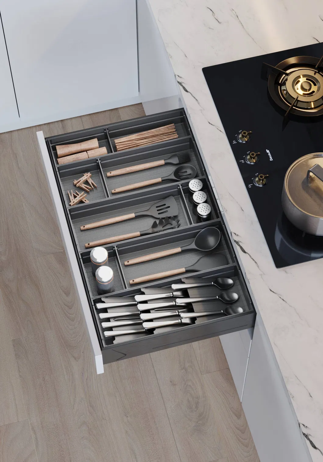 Base Cabinet Drawer Basket Modular Parts Tools Organizer
