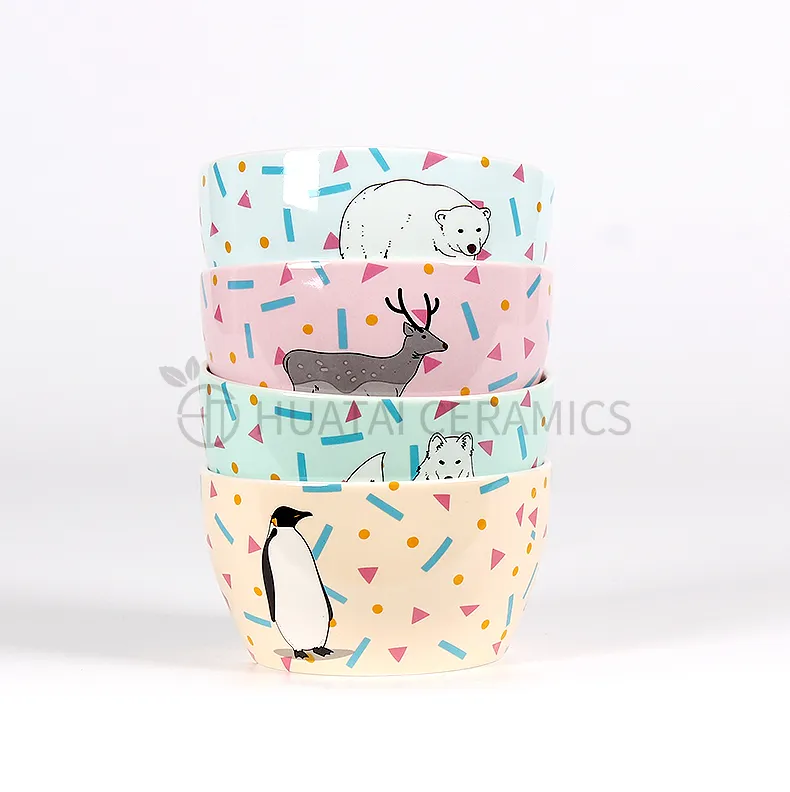 Best Selling New Products Cartoon Animal Pattern Children Ceramic Dinnerware Set