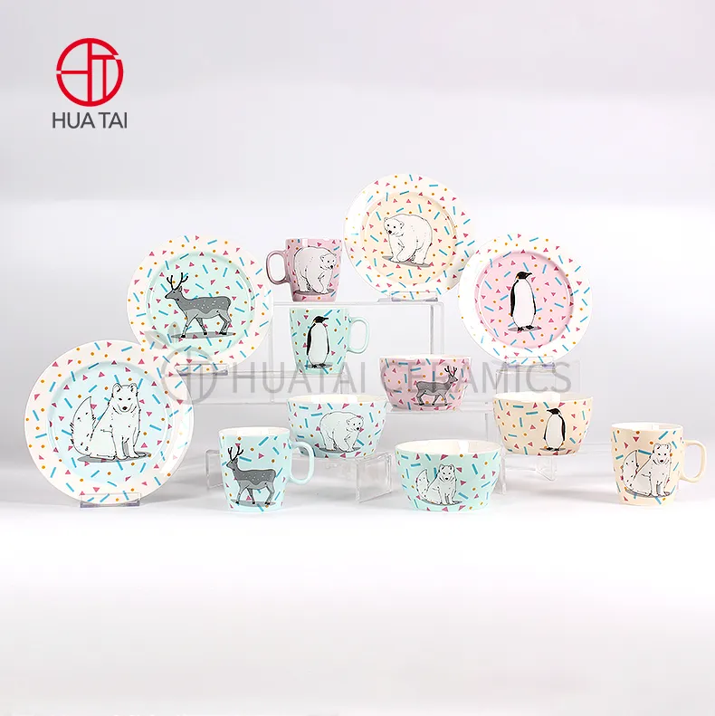 Best Selling New Products Cartoon Animal Pattern Children Ceramic Dinnerware Set