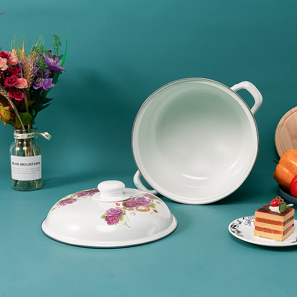 Best Selling Stock Cooking Kitchenware Design 18-26cm 5PCS Enamel Casserole Cooking Casserole Set