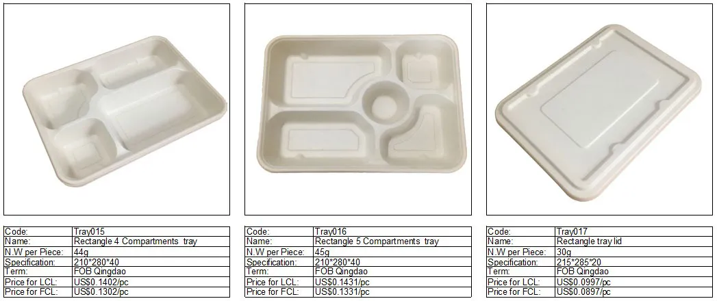 Biodegradable Disposable 850ml Two Compartments Carryout Food Box with Lid