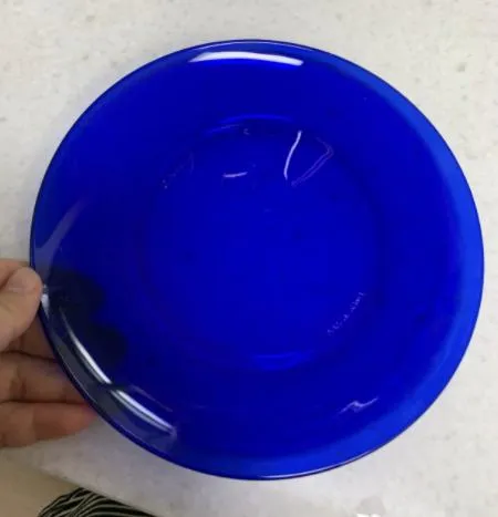 Blue Painting Tempered Glass Plate