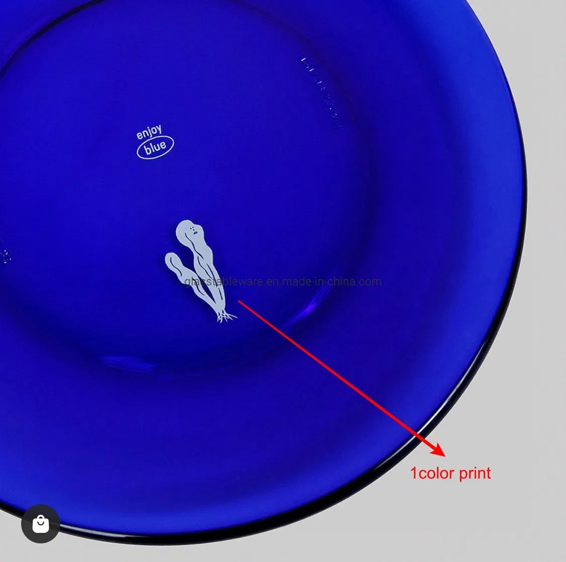 Blue Painting Tempered Glass Plate