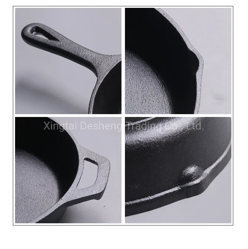 Cast Iron Fry Pan Steak Pan Set Outdoor Cookware Oil Preseasoned Non-Stick Skillet Grilling Baking