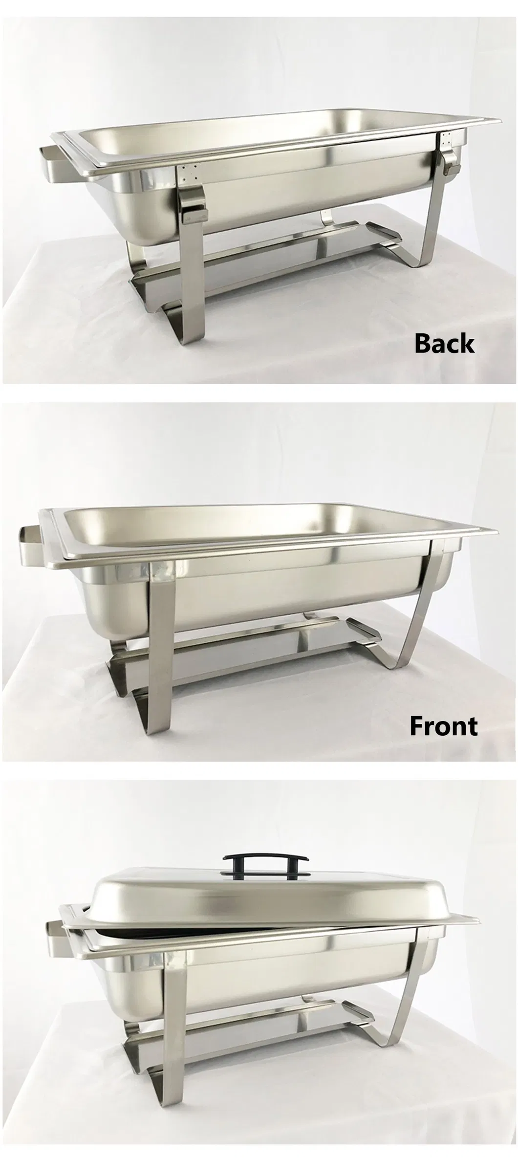 Catering Supplies F433 Stainless Steel 8qt. Chafing Dish Buffet Chafer Foldable Food Warmer