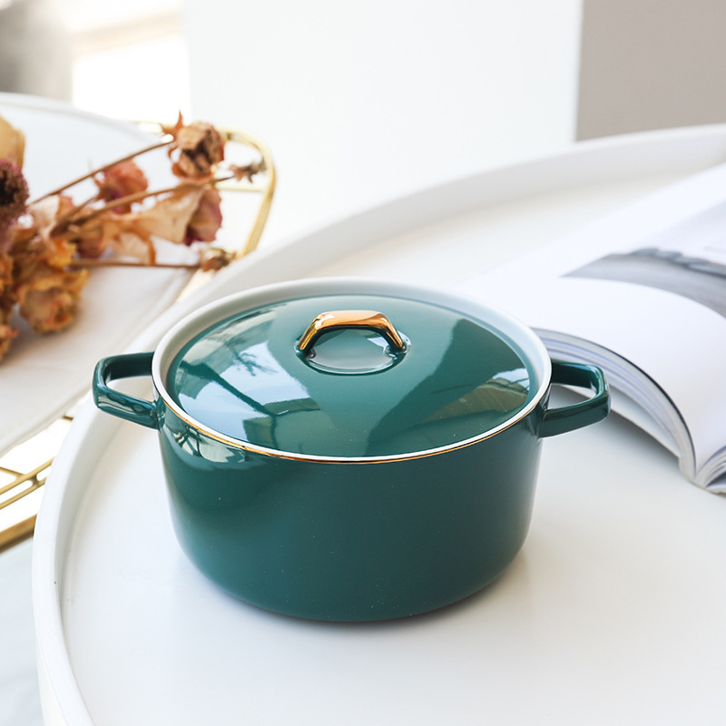 Ceramic Soup Bowls with Handles and Lids Large Capacity Instant Noodle Bowl Soup Bowl Home Hotel Western Restaurant Rice Bowl
