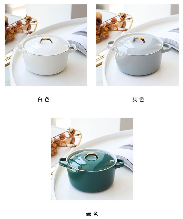Ceramic Soup Bowls with Handles and Lids Large Capacity Instant Noodle Bowl Soup Bowl Home Hotel Western Restaurant Rice Bowl