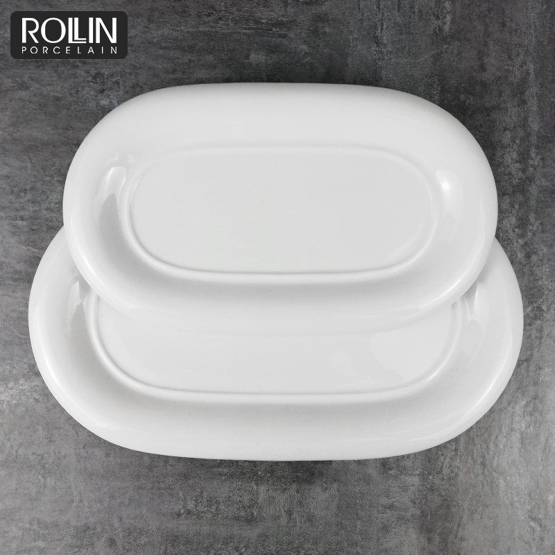 Chaozhou Porcelain Wedding Hotel Use Oval Plate Long Porcelain Plate