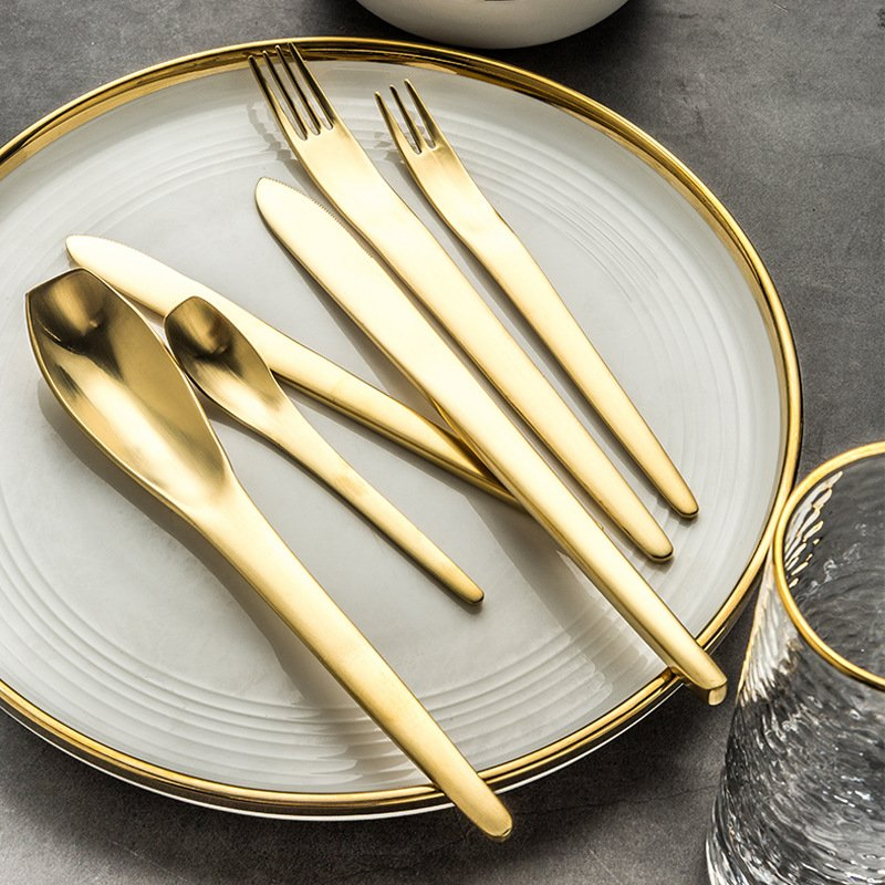 China Good Quality 304 Stainless Steel Gold Flatware Cutlery Sets