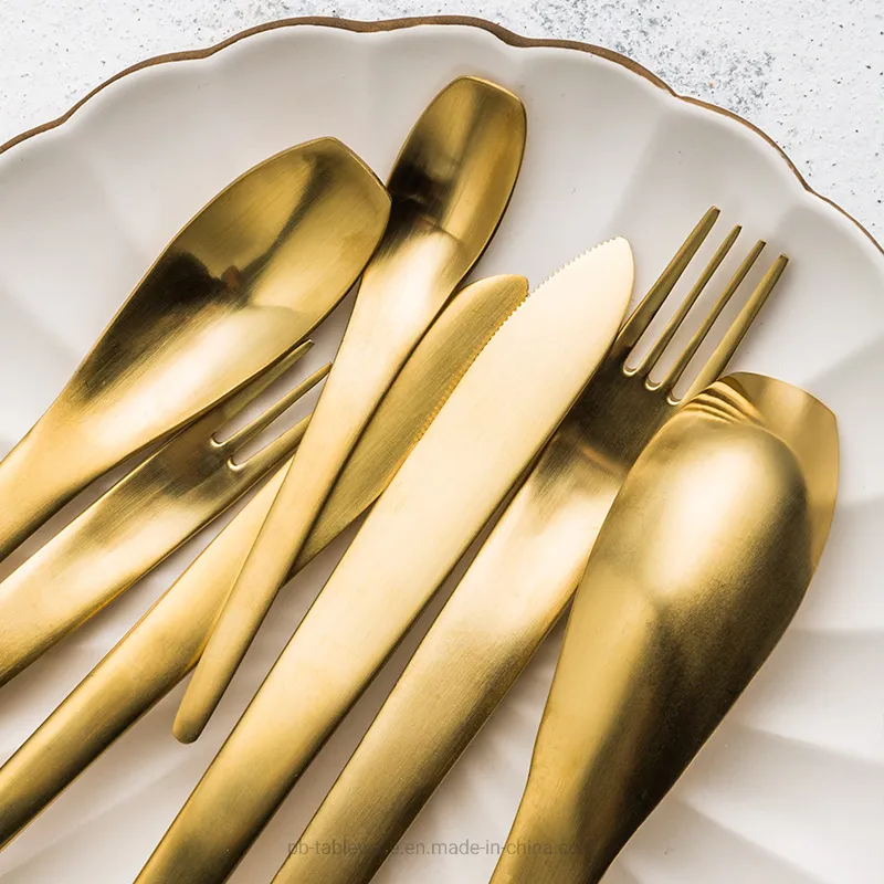 China Good Quality 304 Stainless Steel Gold Flatware Cutlery Sets