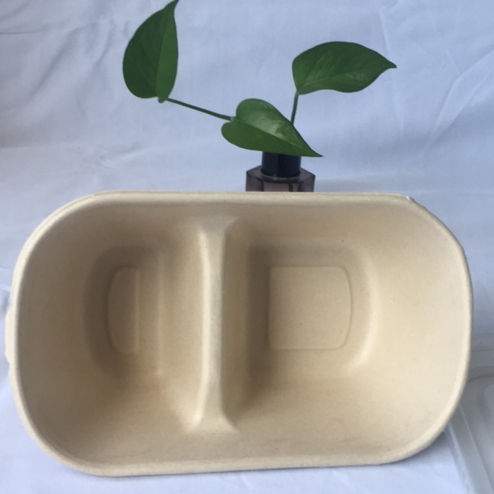 Compostable Disposable Wheat Straw or Sugarcane Bagasse or Bamboo Pulp Paper Rectangle Box for Takeaway Food
