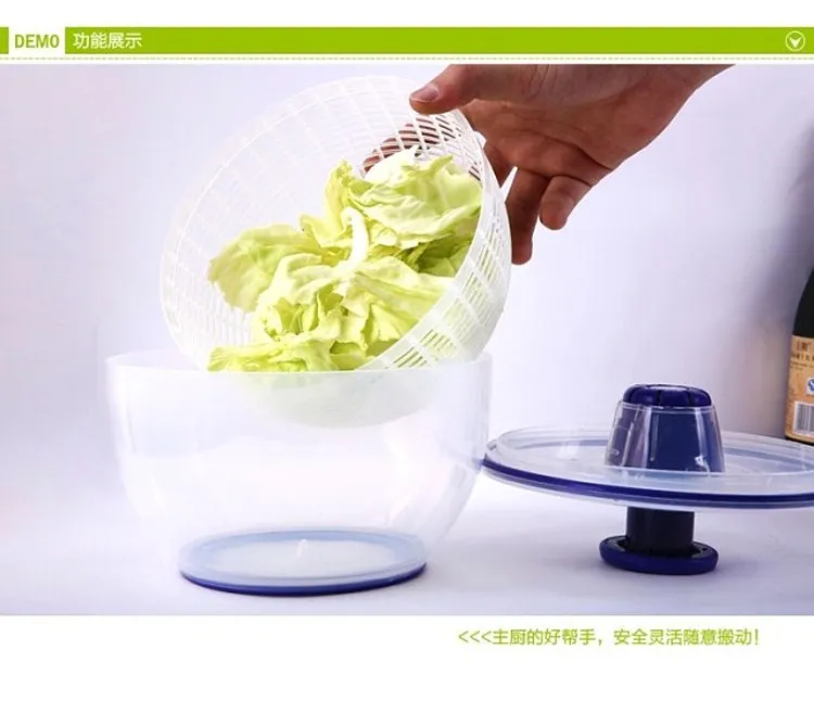 Compression Spring Kinetic Energy Press Draining Washing Basket Kitchen Vegetable Salad Dehydration Spiner