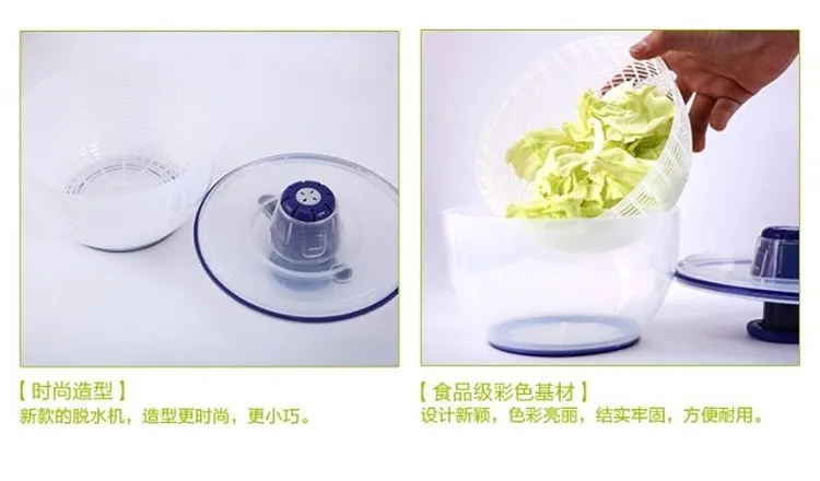 Compression Spring Kinetic Energy Press Draining Washing Basket Kitchen Vegetable Salad Dehydration Spiner