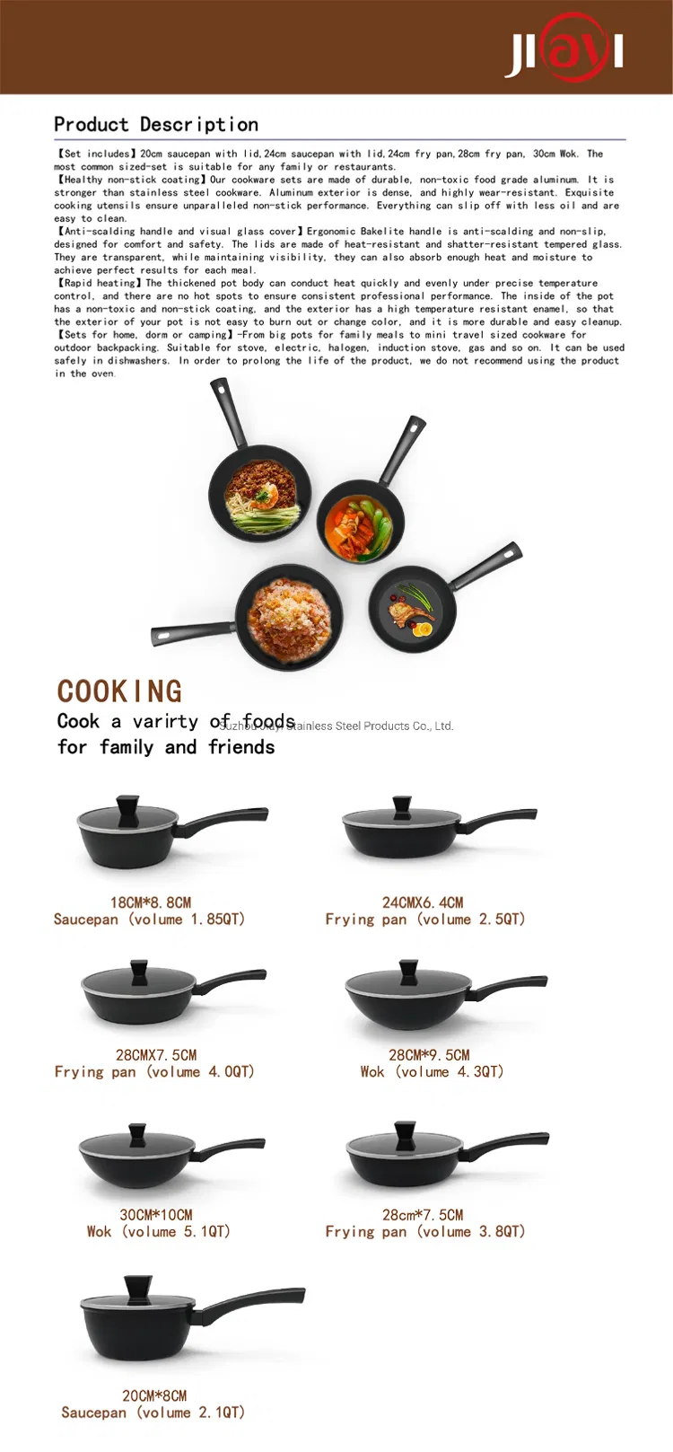 Cooking Pot Aluminum Non-Stick Saucepan Stockpot 5 PCS Aluminum Pot Set Aluminum Cookware Set