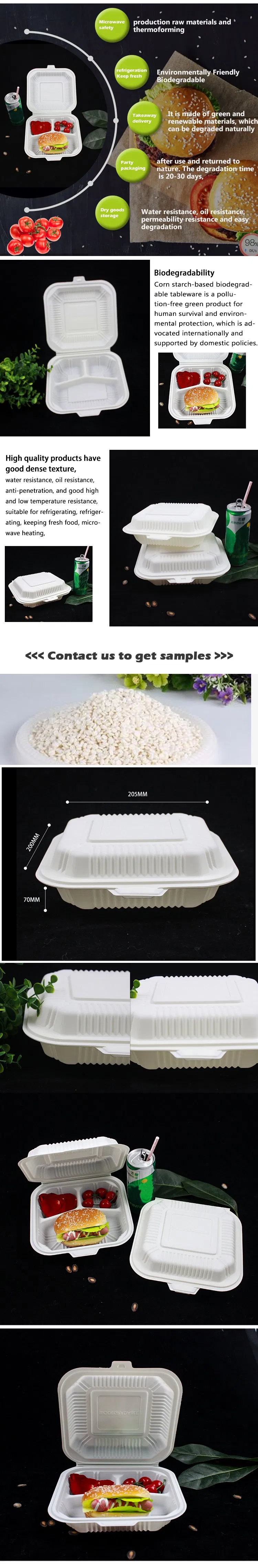 Corn Starch Lunch Box with Lid Biodegradable Lunch Box Disposable Eco-Freindly Food Starch Lunch Container Composatable Takeaway Box