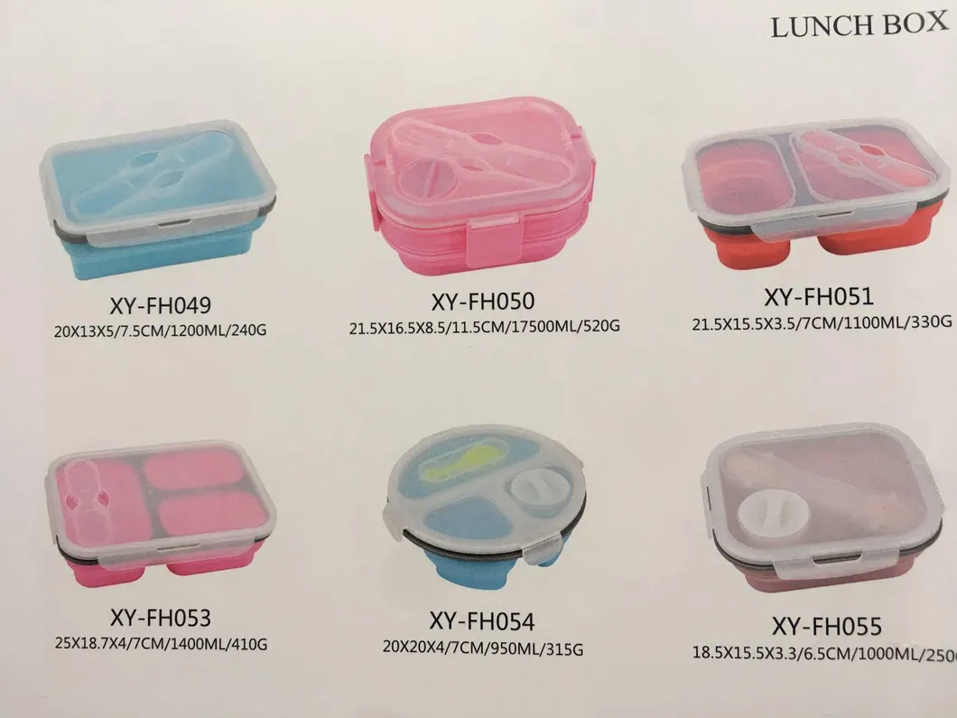 Customer Designed Silicone Stackable Children Food Grade Storage Bento Lunch Box