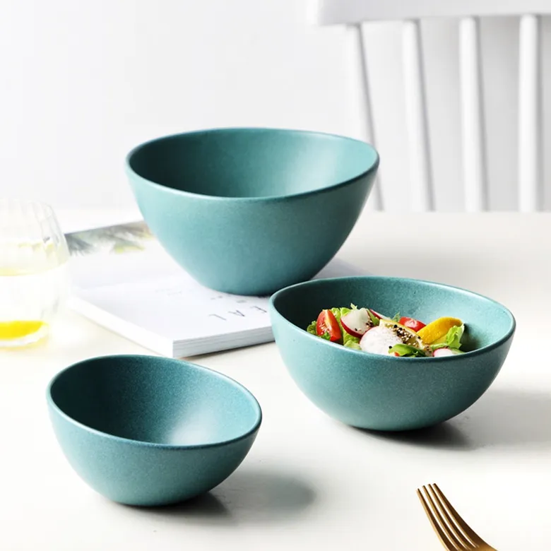 Customized Matte Green Dinner Ceramic Plate and Bowl Dinnerware Set