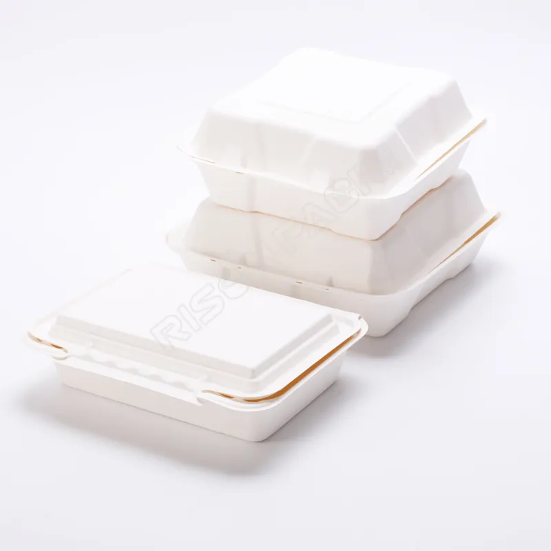 Disposable Burger Packaging Sugarcane Bagasse Box Paper Clamshell Box Biodegradable Food Packaging Box