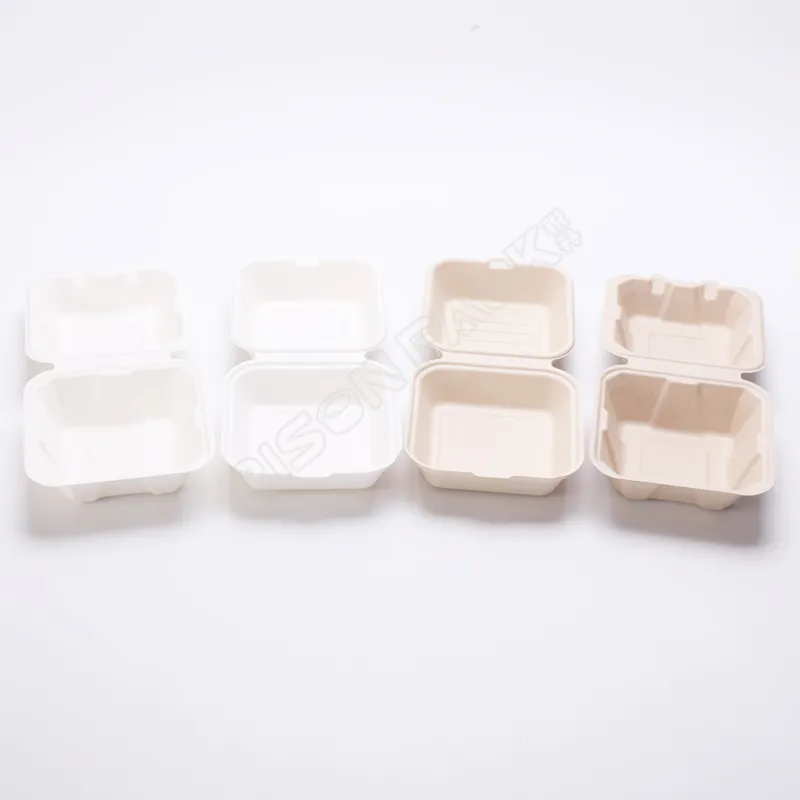 Disposable Burger Packaging Sugarcane Bagasse Box Paper Clamshell Box Biodegradable Food Packaging Box