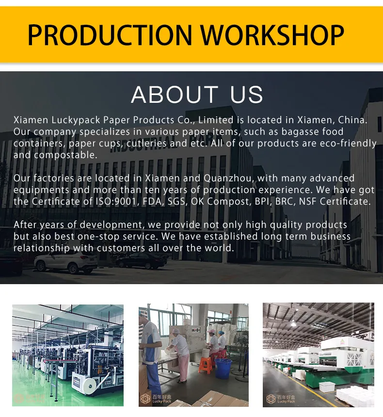 Disposable Eco Friendly Biodegradable Compostable Degradable Sugarcane Bagasse Lunch Box