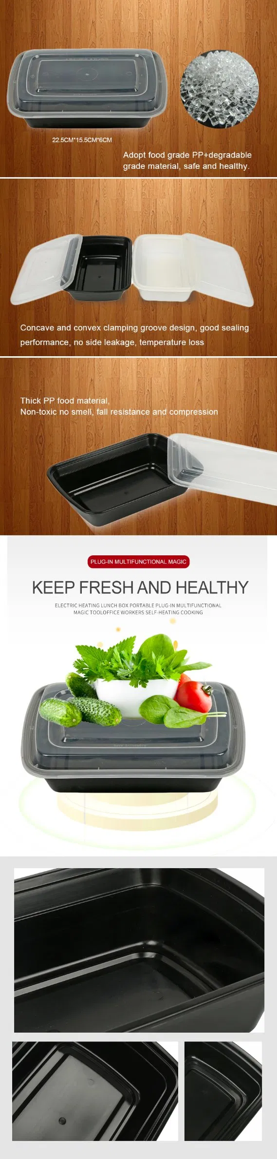 Disposable Plastic Container PP Degradable Go Green Fast Food Microwave Bowl Container Packaging Box Lunch Box